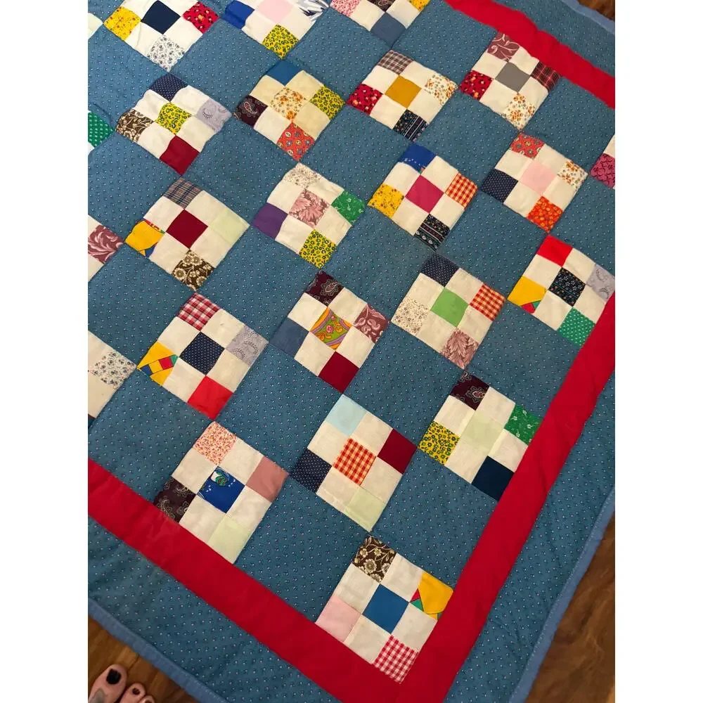 Vintage Hand-Stitched Patchwork Quilt / Quillow